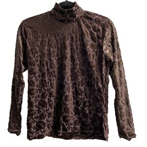 Vintage Frazier Lawerence Top Womens M Brown Burnout Velvet Fitted Forrest Fairy